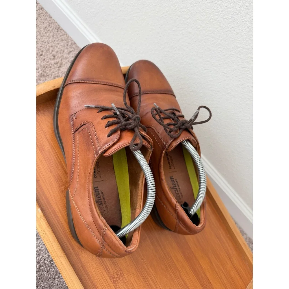 Florsheim Mens 11578-221 Cognac Brown Leather Cap Toe Comfortech Derby Shoes 11D
